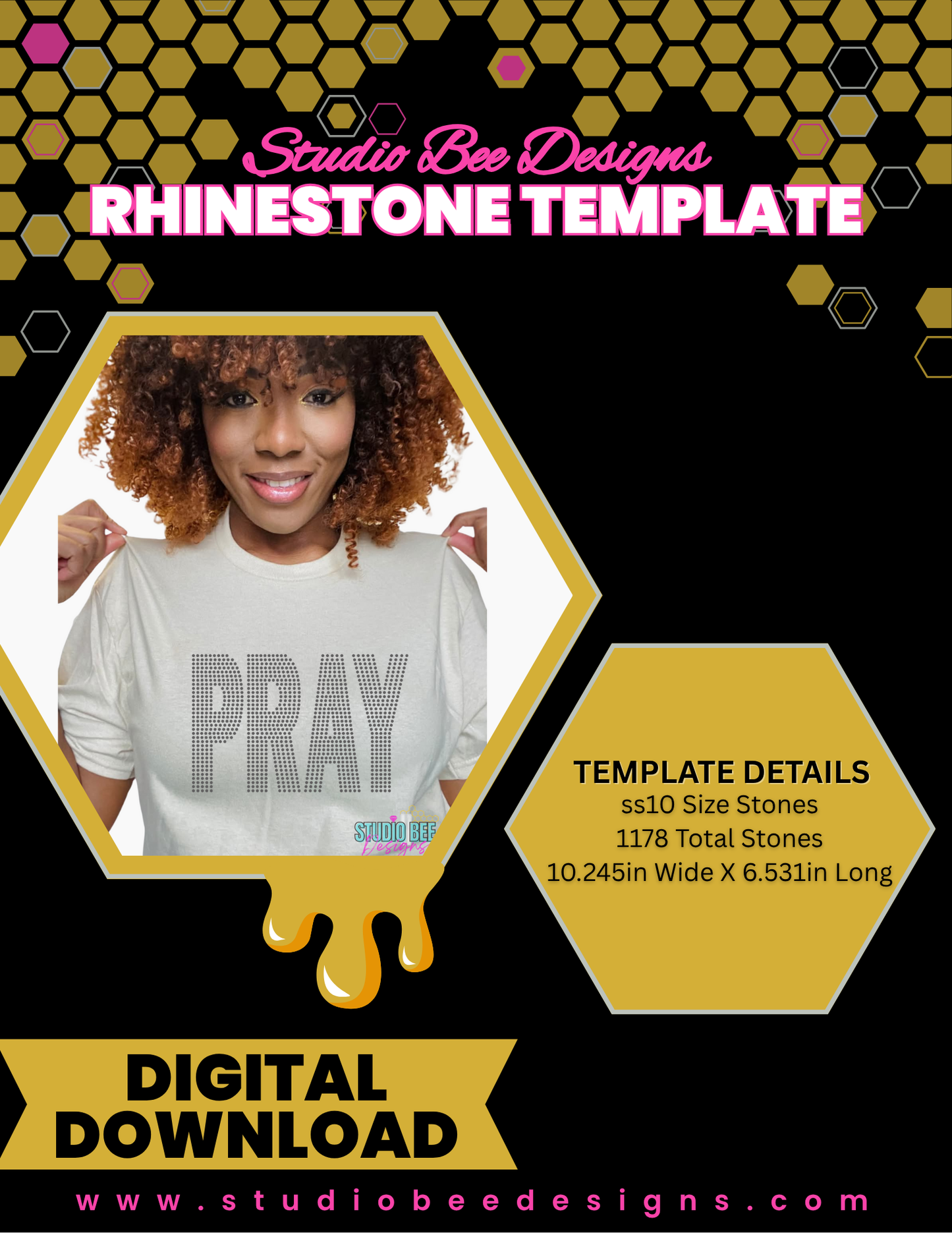 Pray Rhinestone Template **INSTANT DOWNLOAD**