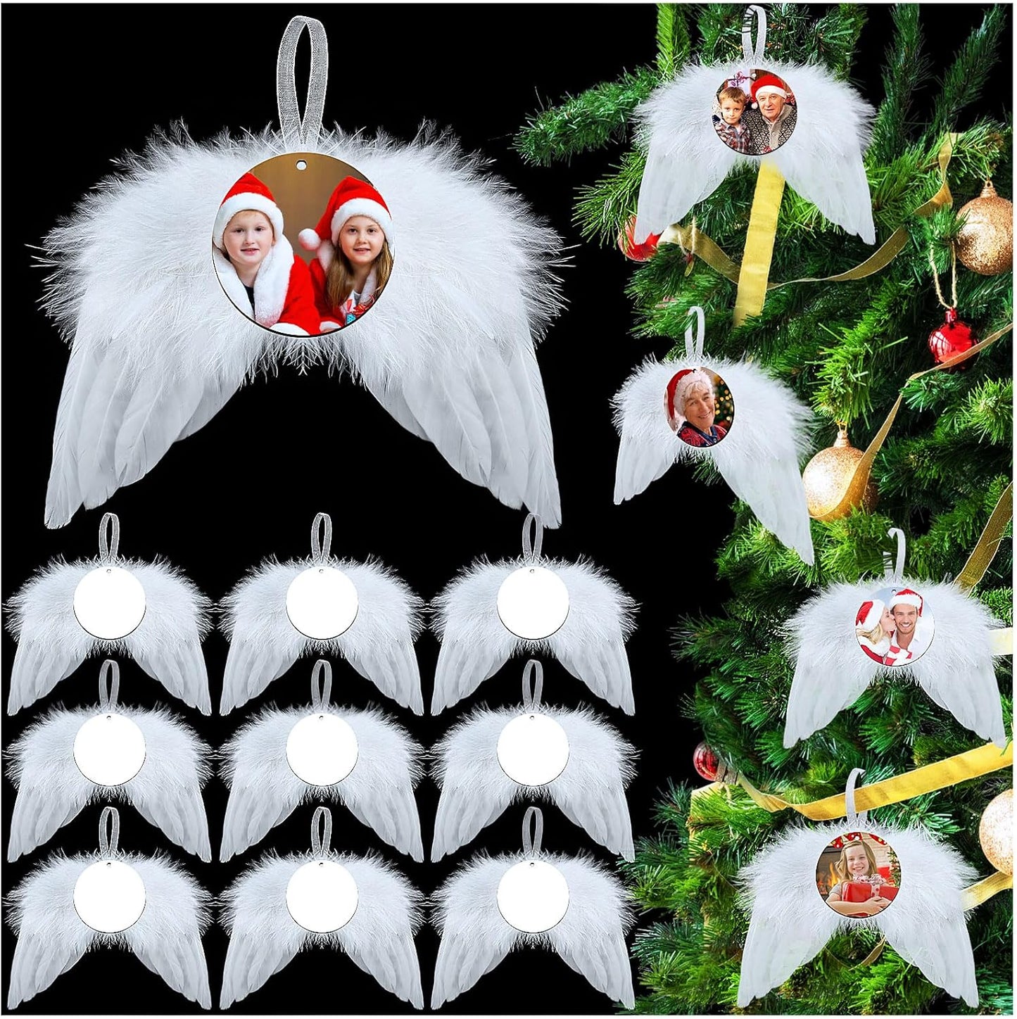 Personalized Angel Wing Memorial Ornament – Custom Photo Keepsake for Christmas Tree