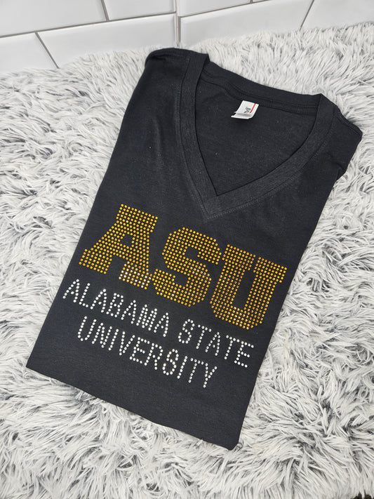 ASU Rhinestone Ladies V-Neck Tee