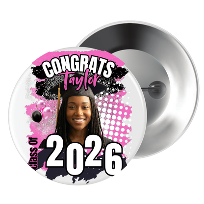 Custom Graduation Photo Buttons (2” & 3”) | Personalized Senior Pins for Graduation, Parties & Keepsakes