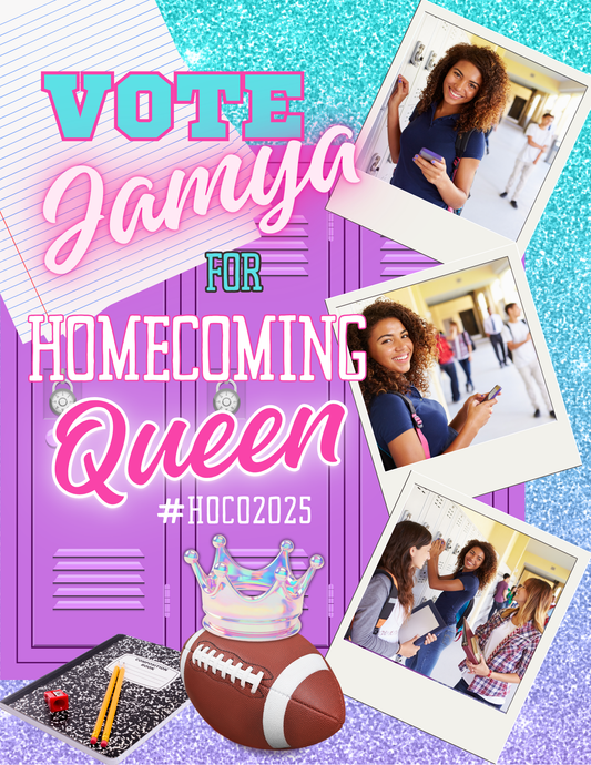 Homecoming Queen Campaign Flyer Template ***INSTANT DOWNLOAD***