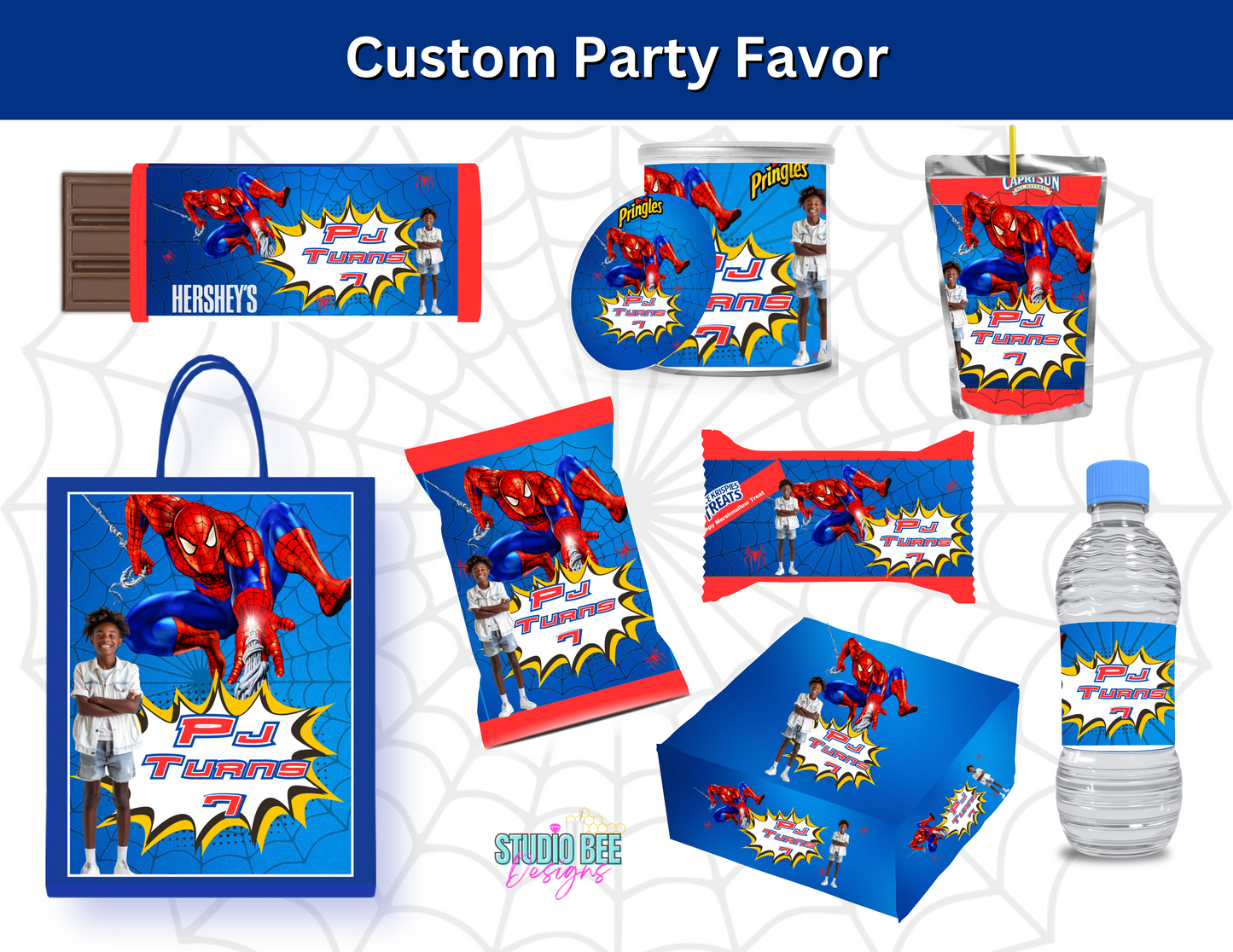 Spider Man Party Favor Canva Template