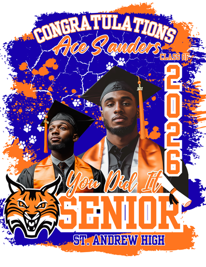 Personalized Graduation Bundle 2026 | Custom Shirt, Graduation Stole & Photo Buttons | Senior Grad Package