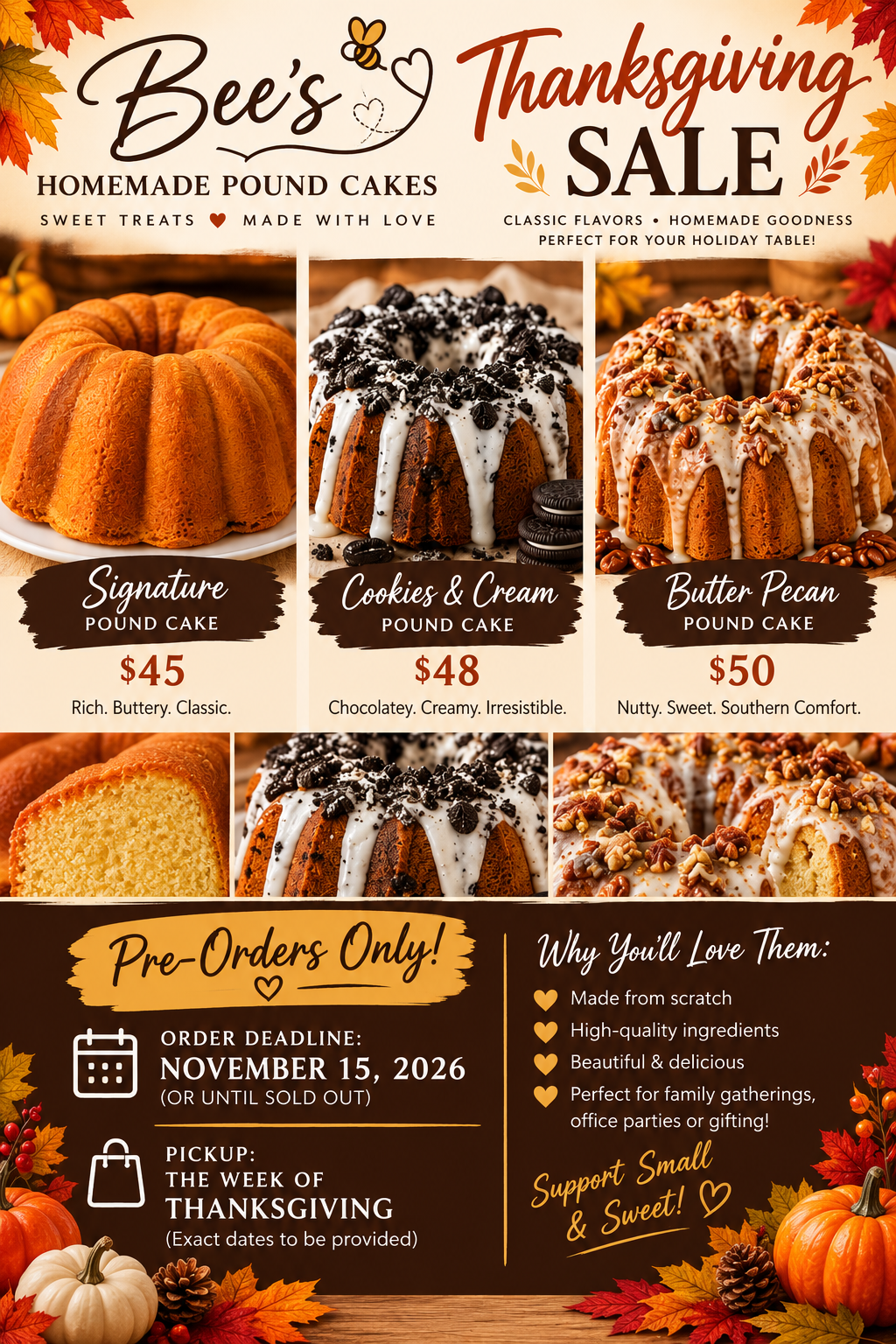Thanksgiving Pound Cake Sale 🍂🍰 ***PICK UP ONLY***